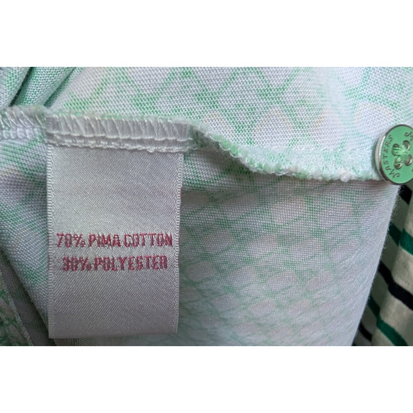 Masters Magnolia Lane Ladies Pima Cotton Blend Green White Geo Print Golf Polo M - Picture 5 of 6